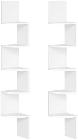 HOOBRO Corner Shelf Wall-Mounted, Set of 2 Floating Corner Shelves for Wall