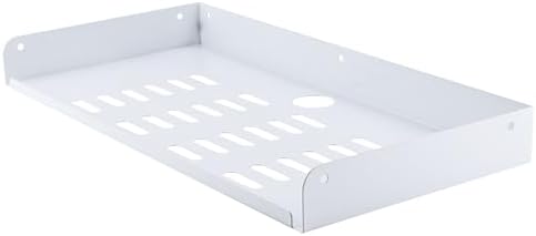 Metal Floating Shelf 16.8 x 8 Inch, Large Wall Mounted Shelf with Lip, Cable Hole & Ventilation Slots for Game Console, 