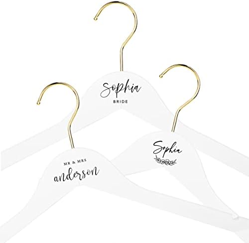 Andaz Press Personalized Bridal Hanger - Premium White Wooden for Wedding Dress, Bridesmaid Dresses, Bridal Party - Custom Name Wedding Gift, Flower Girl - 1-Pack