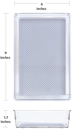Glad Drawer Organizer Bin, 9x6 - Heavy Duty Clear Plastic Storage Tray for Junk Drawers, Kitchen Utensils, Bathroom Vanity, and Organizing Pantry - BPA Free, Food Safe, Non Slip, 9x6 (Pack of 6)