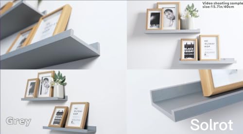 Grey Floating Shelves for Wall Decor, 36 in Shelf with Lip Set of 2