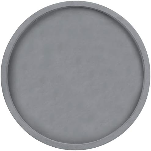 MyGift 16 Inch Round Gray Concrete Decorative Tray for Bathroom Vanity Counter, Living Room Coffee Table or Ottoman, Kit