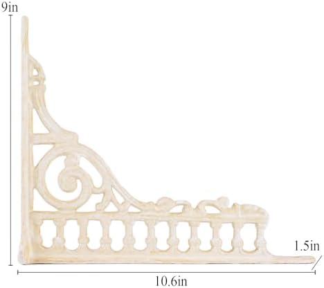 2PCS Cast Iron European Style Wall Shelf Brackets, 10.6in(L), White