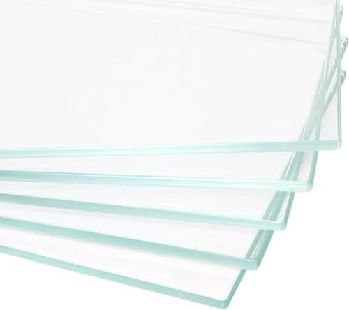 12" W x 46" L - Tempered Rectangle Glass Shelf Without Frame (5 Pieces Set) - 3/16" Thick -Pencil Polished