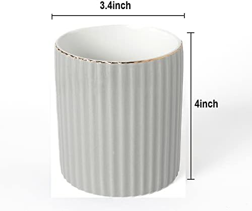 CROWNOS Pen Holder for Desk, Ceramic Pencil Cup Office Desk Organizer, Makeup Brush Holder, Light Gray