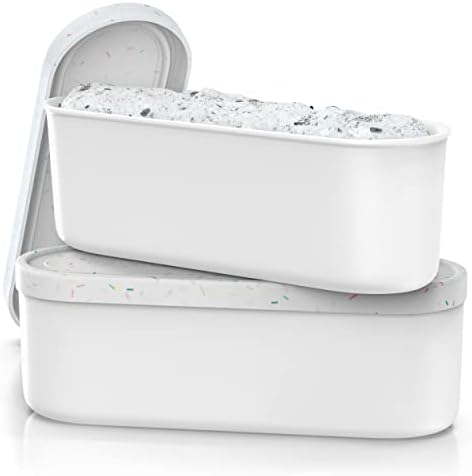 BALCI Ice Cream Containers 2 Quart Set of 2 - White With Sprinkles