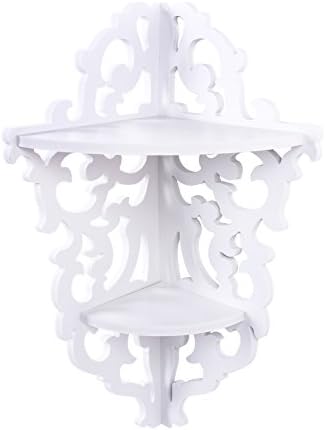 Yosoo White Double Carved Filigree Wall Panels,Wall Corner Shelf, Storage Rack,Flowerpot Bath Holder Bathroom Design Wal