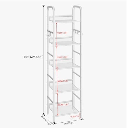 YMYNY 5 Tier Bookshelf, Freestanding Bookcase for Living Room, Bedroom, Home Office, Multi-Functional Storage Rack Organ