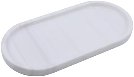 Natural Marble Tray, Oval Vanity Decorative Tray for Bathroom Counter, Countertop Stone Organizer, Catchall Tray for Kit