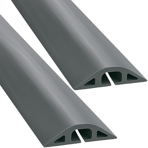 Electriduct D-2 Rubber Duct Cord Cover - Pack of 2X 5 Feet Pieces = 10 Feet Gray Floor Cable Protector
