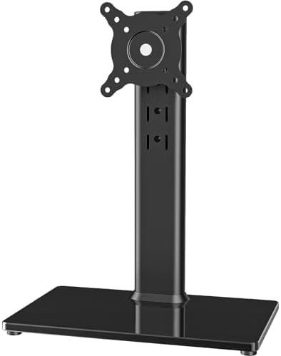 Single LCD Computer Monitor Free-Standing Desk Stand Mount Riser for 13 inch to 32 inch screen with Swivel, Height Adjus