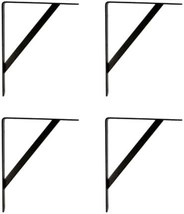 Amig, Pack of 4 Shelf Brackets Color Black, Bracket for Shelves 500 x 325 mm, Heavy-Duty Steel: up to 185 kg