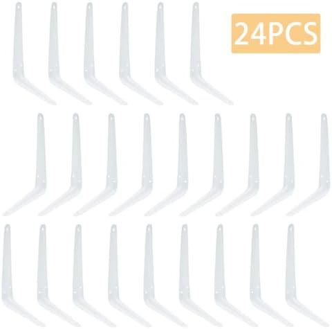 24Pcs 8 x 6 Inch White Shelf Brackets, L Brackets