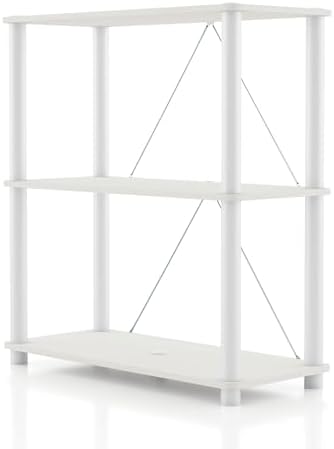 Homes: Inside + Out Apexa Modern 3-Tier Wide Shelving Units, Collectibles Display Shelves, Easy Assembly Standing Shelf,