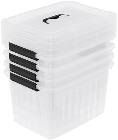 Plastic Storage Boxes with Lids, 4 Pack 20L Clear Bins