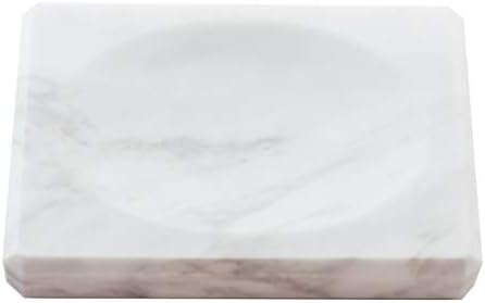 White Soap Dish Tray Marble Soap Holder Trinket Plate for Bathroom Sink Kitchen Countertop Bedroom Vanity Bathroom Acces