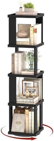 TUTOTAK 5-Tier 360°Rotating Bookshelf, Narrow Book Shelf, Corner Bookcase
