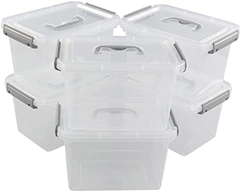 5 Quart Storage Box with Lid, 6 Packs Small Plastic Box Tote Bin