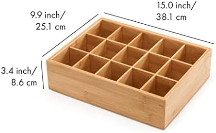 GOBAM Bamboo Closet Drawer Divider - Storage Organizer with 15 Compartments, Drawer Organizer, Storage Box for Belts, Ti