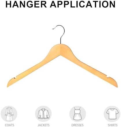 Wooden Top Hangers with 360° Swivel Hook, Natural Wood, 12-Pack