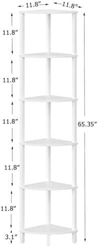 VIMBER Corner Shelf, 6-Tier Corner Bookshelf, Industrial Corner Ladder Shelf, DIY Storage Shelves, Modern Display Shelf 
