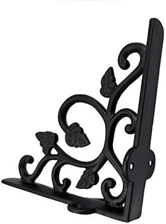 Adonai Hardware Meshezaheel Antique Iron Shelf Bracket (Supplied as 2 Pieces per Pack) - Black Powder Coated
