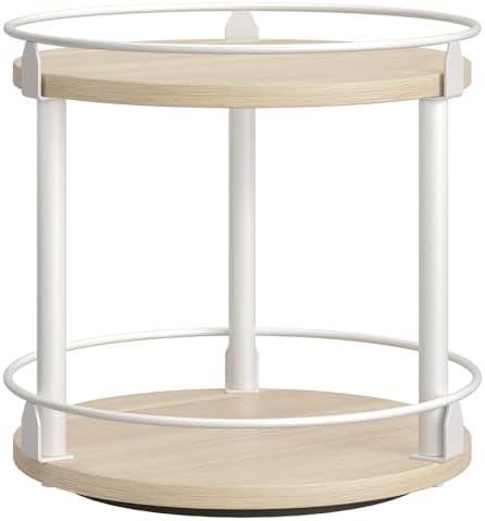 YATINEY Lazy Susan Organizer, Rotating Spice Rack, 2 Tier Spice Turntable Organizer, Industrial Turntable Spice Holder, 