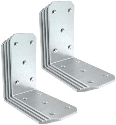 5 Inch Heavy Duty L Brackets, 90 Degree Bracket, Galvanized-8 Pcs