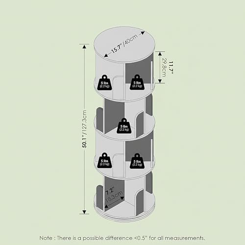 Ipoh 4-Tier Freestanding Rotating 360 Display Bookshelf, Bookcase, Storage Rack, for Narrow Space, Living Room, Home Off
