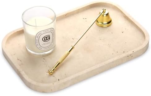 Marble Bathroom Vanity Decorative Tray, Light Travertine, 12 * 8 * 0.8