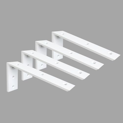 Countertop Support Bracket 4 Pack 14 Inch Heavy Duty 3/8" Thick White Granite L Bracket 14"x6"x2.5" Shelf Mantel Corbels