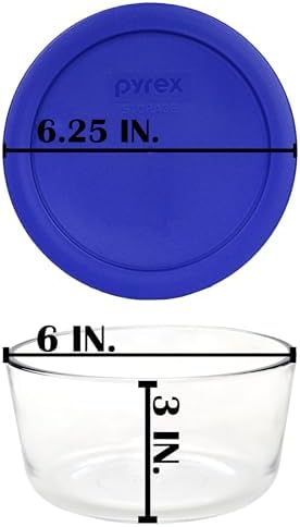 Pyrex 7201 (4-Cup) Glass Bowls & Cadet Blue Lids (4-Pack) - Made in USA