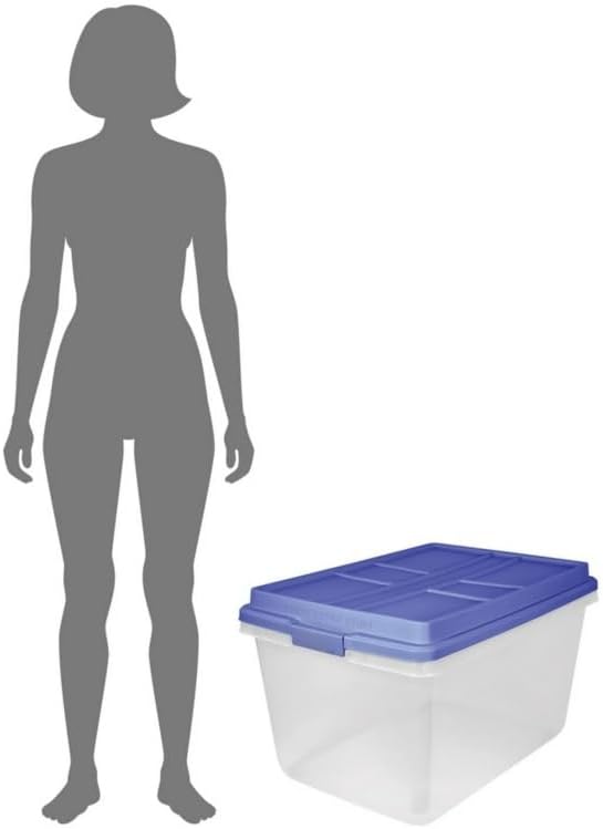 72 Qt Clear Plastic Storage Bin with Latch Lid, Heavy Duty Stackable Tote