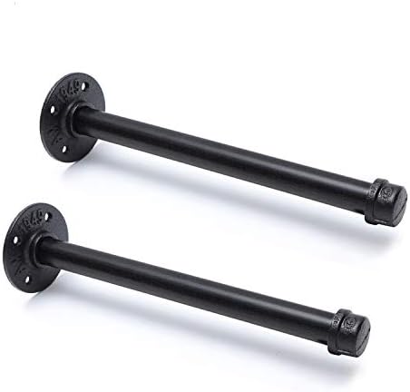 3/4" Industrial Black Iron Pipe Shelf Brackets, Rustic Wall Mounted DIY Shelving Brackets Hanging Custom Pipe Brackets f