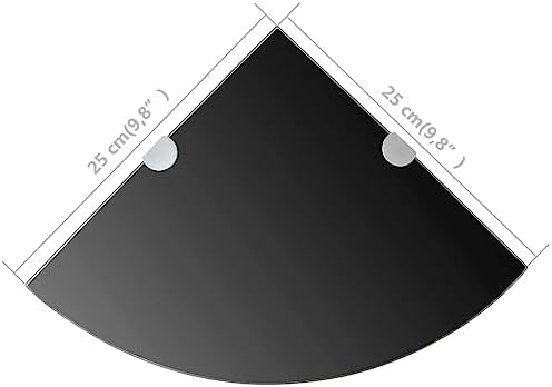 vidaXL Corner Shelf with Chrome Supports Glass Black 9.8" x9.8