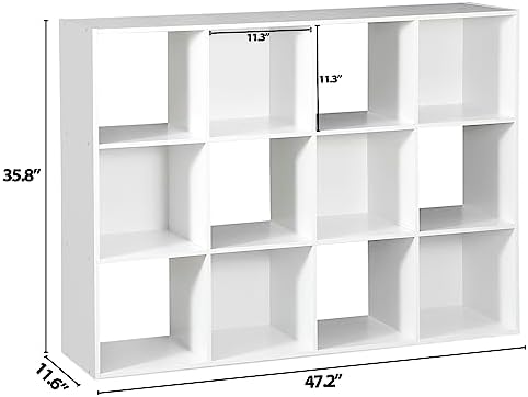 JupiterForce 12-Cube Storage Organizer, Bookcase, Cubical Storage Shelf, Cabinets Organizer, Unit Bookshelf with Back Pa