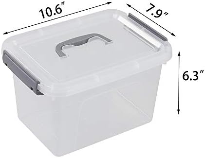 Bringer Plastic Storage Bins with Lids 6-Pack, 6 Quart Clear Organizer Bins