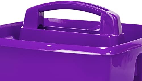 Storex 3-Compartment Small Caddy – Multipurpose Classroom Organizer with Handle, Purple, 5-Pack (00944U06C)