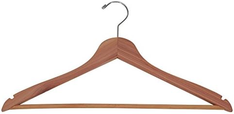 Household Essentials 26140 CedarFresh Red Cedar Wood Clothes Hangers with Fixed Bar and Swivel Hook - Set of 4, Brown,red