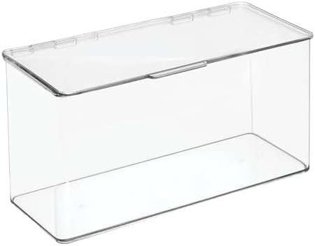 mDesign Plastic Stackable Playroom/Gaming Storage Organizer Bin Box with Hinged Lid for Drawer or Cabinet - Organize Ele