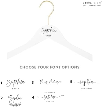 Andaz Press Personalized Bridal Hanger - Premium White Wooden for Wedding Dress, Bridesmaid Dresses, Bridal Party - Custom Name Wedding Gift, Flower Girl - 1-Pack