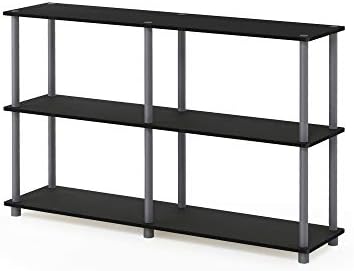 Furinno Turn-N-Tube Toolless Assembly Storage Shelves, 3-Tier 47.4 Inch Book Shelf, Corner Shelf, for Organization and S