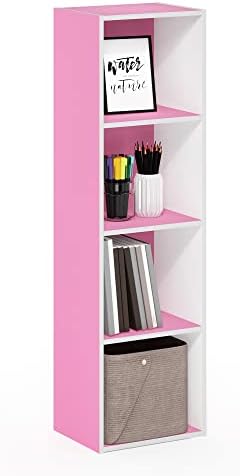 Furinno PASIR Book Shelf, 4-Tier Modern Bookshelf, Open Shelves Bookcase 9 x 12 x 42, Easy Assembly, for Living Room, Be
