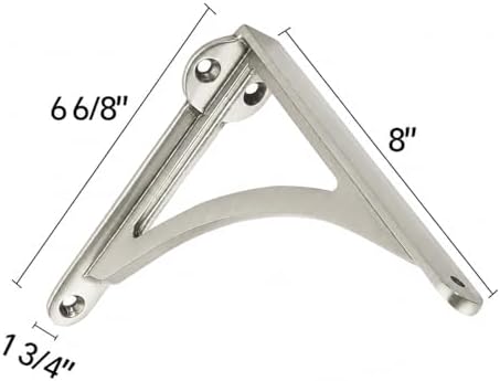 Khtumeware 100% Solid Brass Decorative Shelf Brackets, 8-inch Wall-Mounted Shelving Brackets, 2-Pack Brushed Satin Nicke