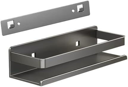 Stainless Steel Wall Mounted Floating Shelves, Drill-Free Adhesive or Screw In, Rustproof Bathroom Organizer & Kitchen S