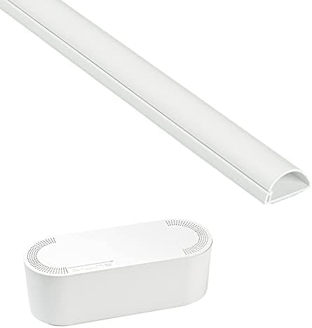 D-Line Cable Management Box (Small) & Medium Cable Raceway Length 1.18" (W) x 0.59" (H) x 39" Length - White