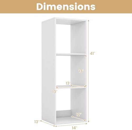 3 Cube Storage Organizer, Floor Standing Bookcase (White)