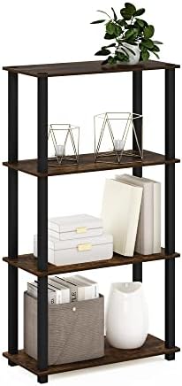 Furinno TURN-S-TUBE Storage Shelves, 4-Tier Book Shelf, Corner Shelf, Toolless Open Shelves, for Organization and Storag