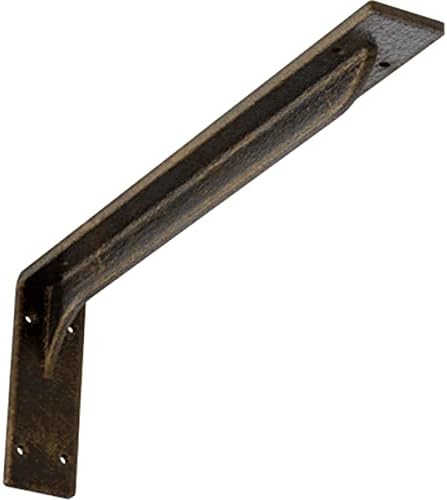 Ekena Millwork BKTM02X18X06EBABS Steel Bracket Embrey, 2" W x 18" D x 6 1/2" H, Antiqued Brass