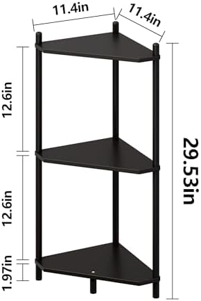 Corner Shelf Stand - 3 Tier Bamboo Small Corner Bookshelf for Office Kitchen Bedroom Plant Stand Living Room Decor Small